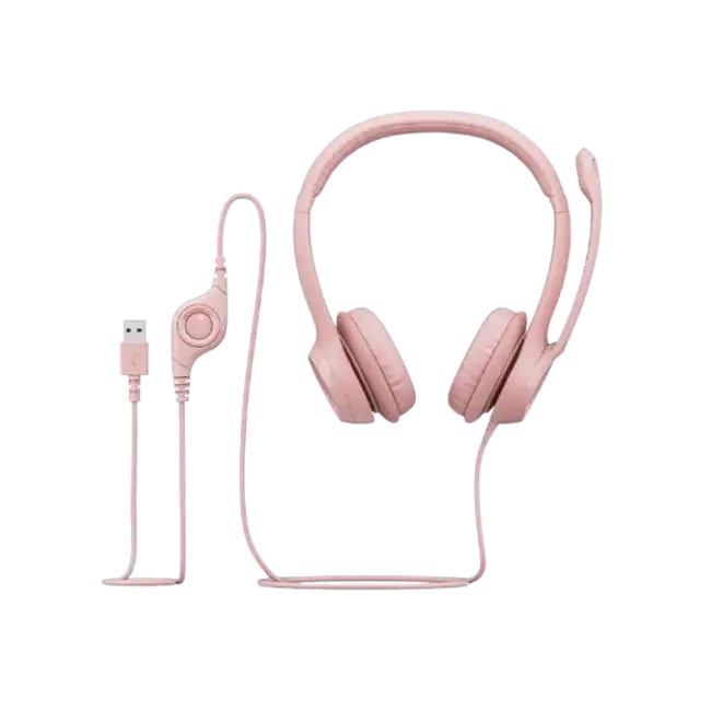 Logitech H390 Wired Headset for PC/Laptop, Rose - Auricular - en oreja - cableado - USB-A - rosa-2