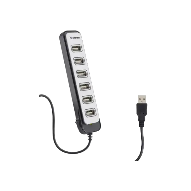 Hub eTouch 160333 USB de 7 Puertos Tipo Barra con AC-2