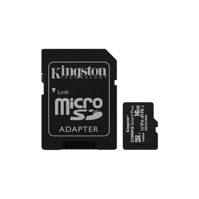 TARJETA MICROSD 16GB MICROSDHC CANVAS SELECT 80R CL10 UHS-I CARD CON ADAPTADOR KINGSTON-1