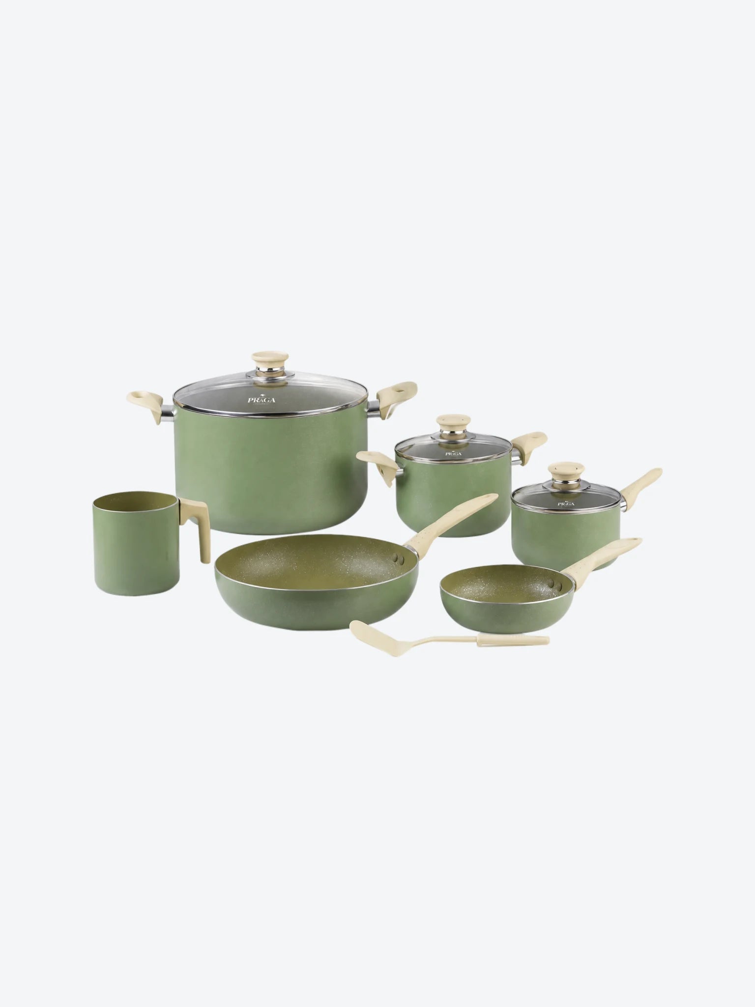 Bateria de Cocina Chef Chef Eureka CC0010BCV 10 Piezas Color Verde Olivo