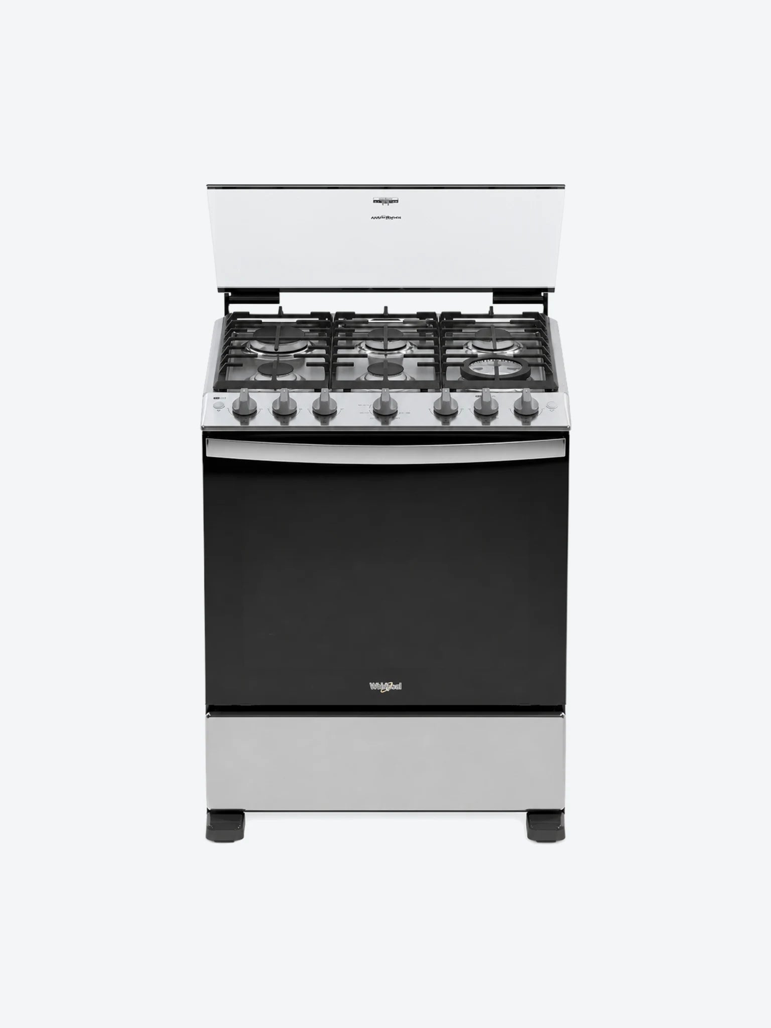 Estufa Whirlpool de 30' - Gris - Parrillas Hierro Fundido - Acero Inoxidable - Chispero - Con Capelo-1