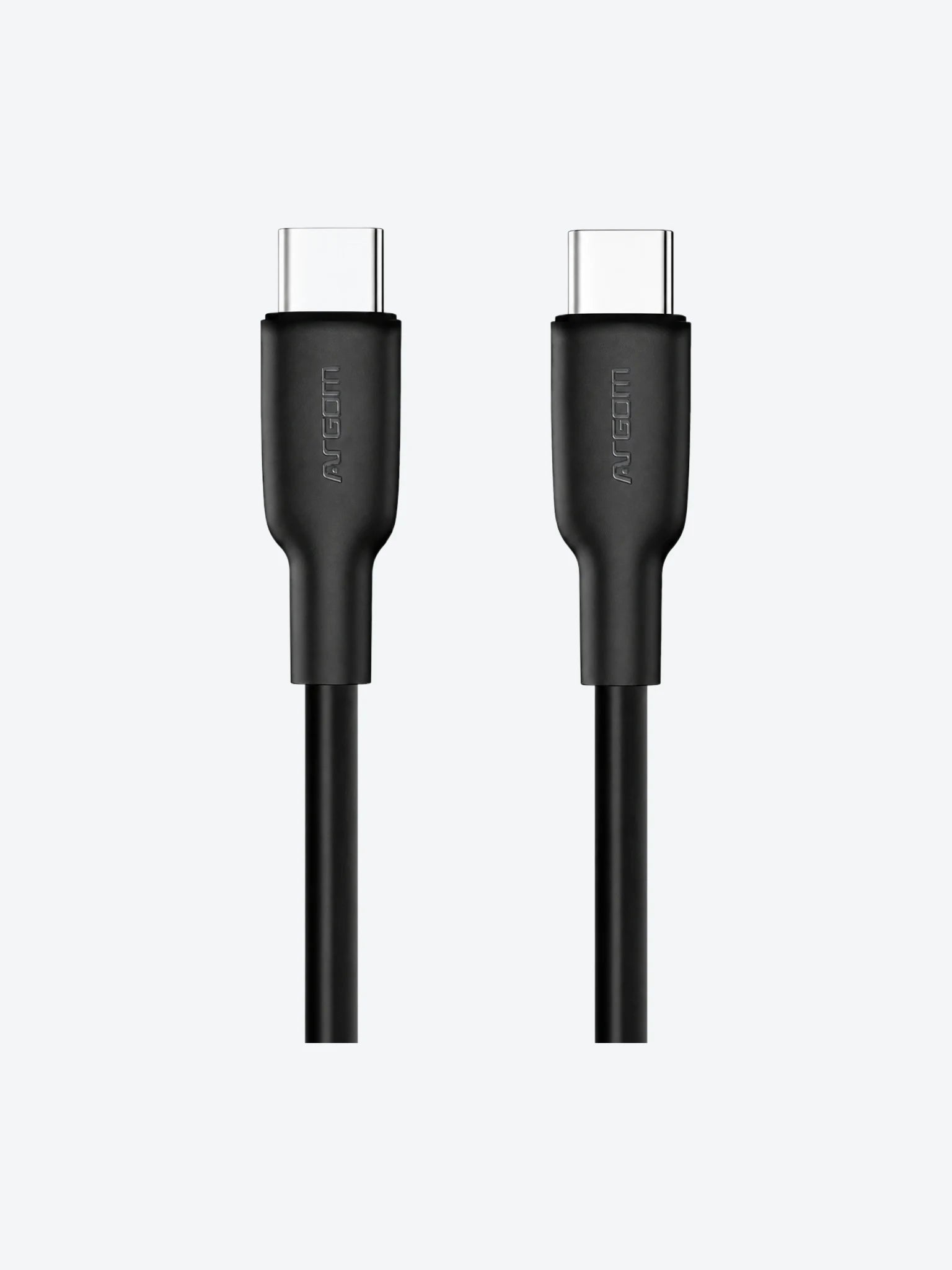 Cable Argom ARG-CB-0070BK Dura Flex Tipo C a Tipo C 65W 1.8 Metros Carga Rapida Silicona Color Negro
