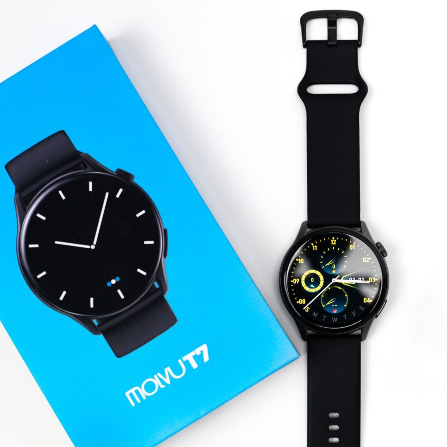 Reloj T7 Negro + Pulsera velcro azul naranja-6