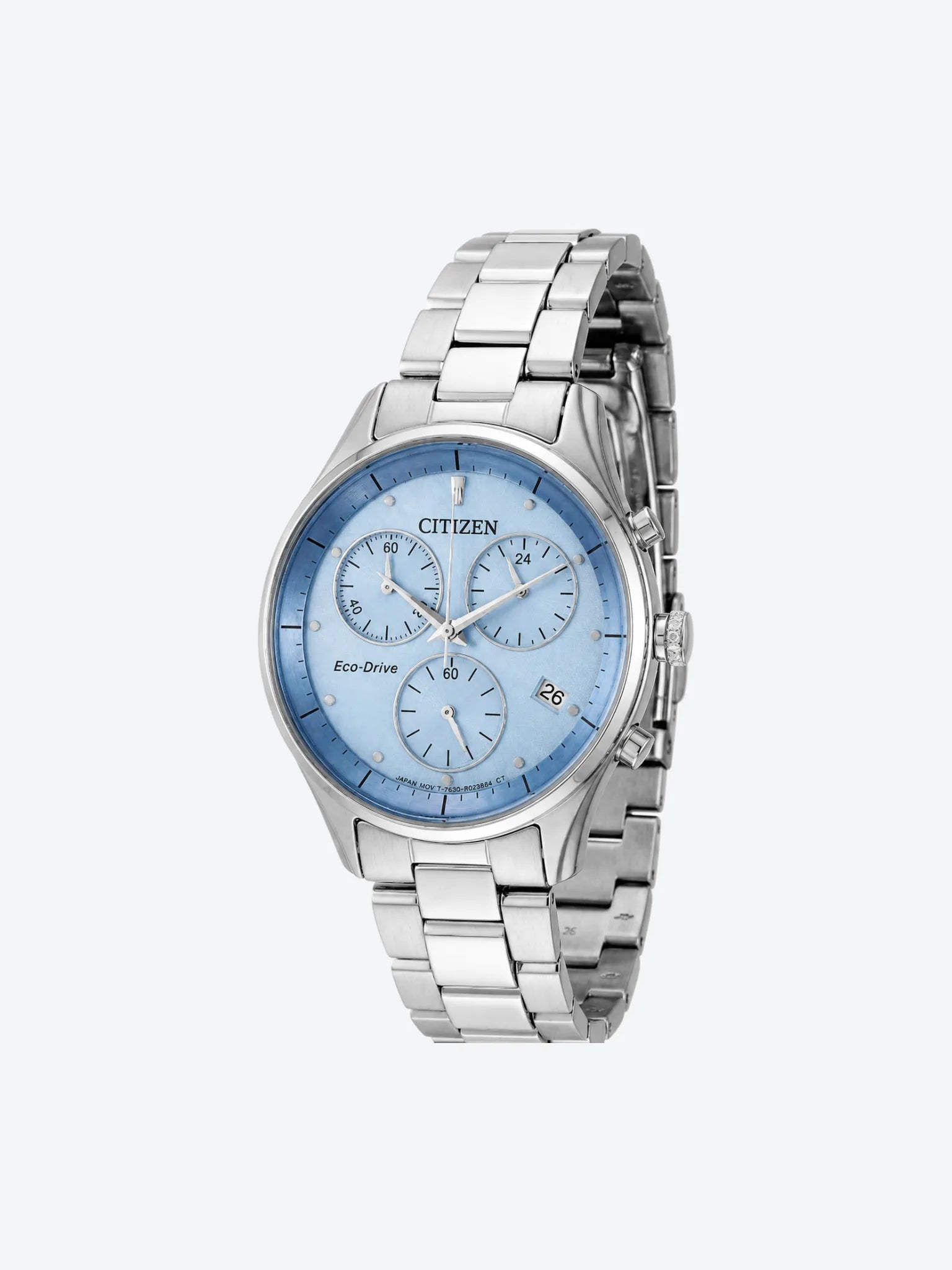 Citizen Reloj de Pulsera Anlogo Crongrafo de Dama - Plateado con Celeste-1