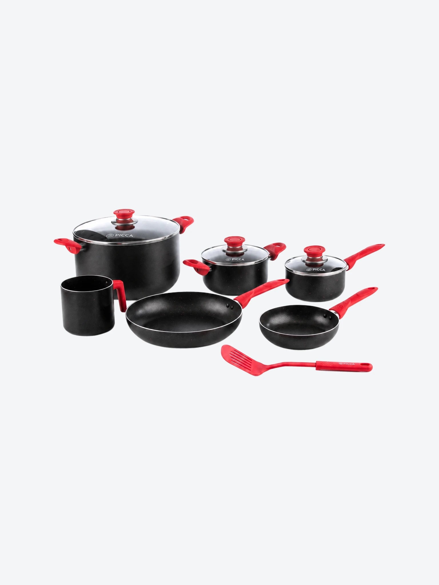 Batería de Cocina Picca Lazio PI0010BTN 10 Piezas Dyflon Color Negro con Puntos Rojos-1