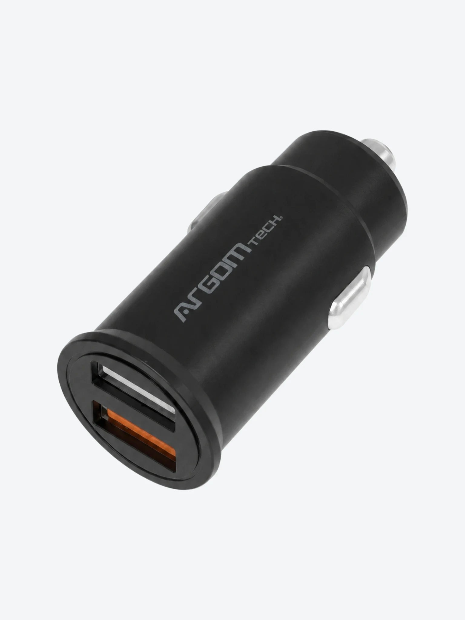 Base de Carga Para Auto Argom ARG-AC-0111BK Dual 30W Carga Rapida 1 Puerto USB 1 Puerto USB QC3 Color Negro