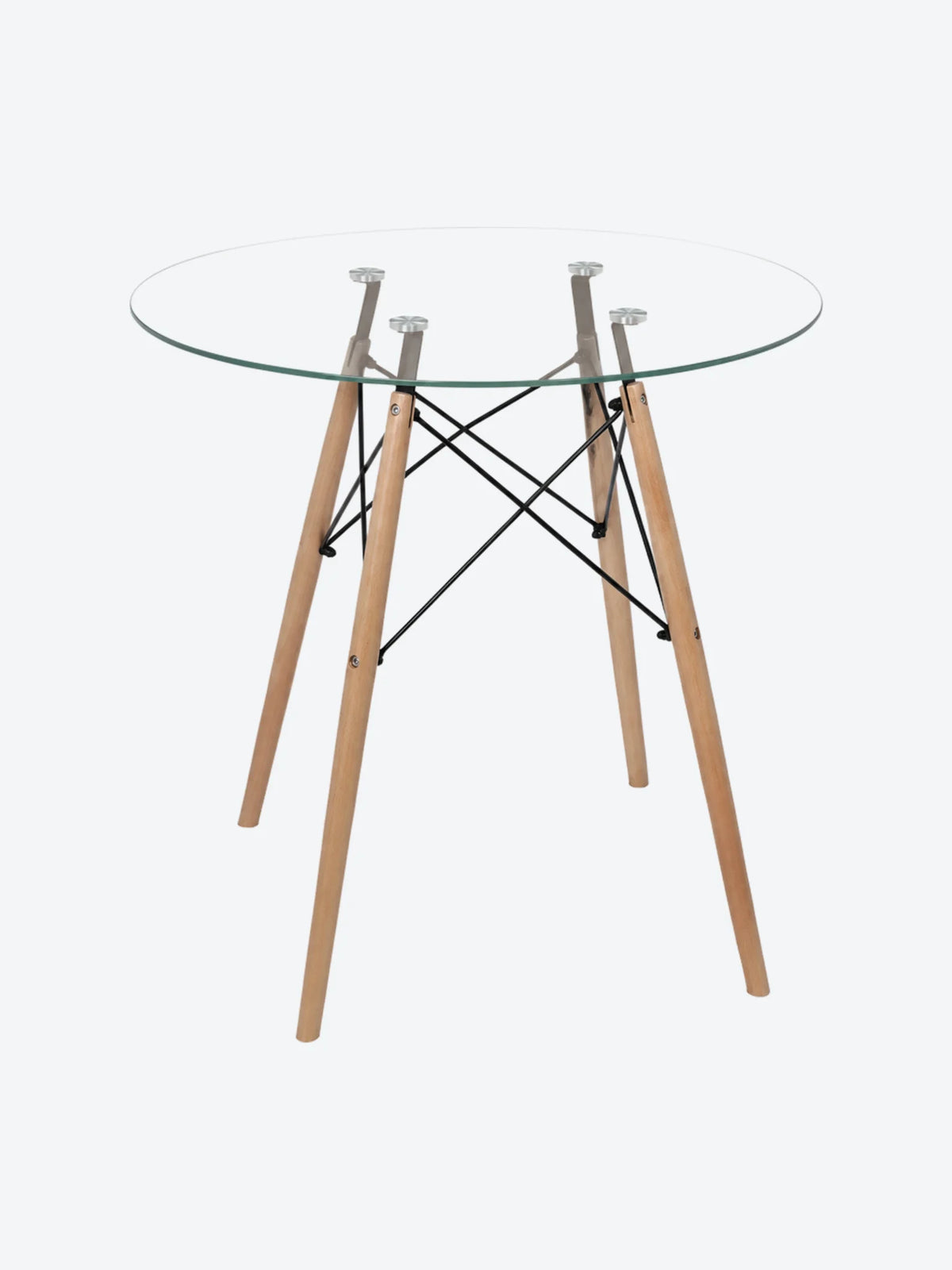 MESA 100X100X72 VIDRIO-MADERA TRANSPARENTE BASIC LIVING-1