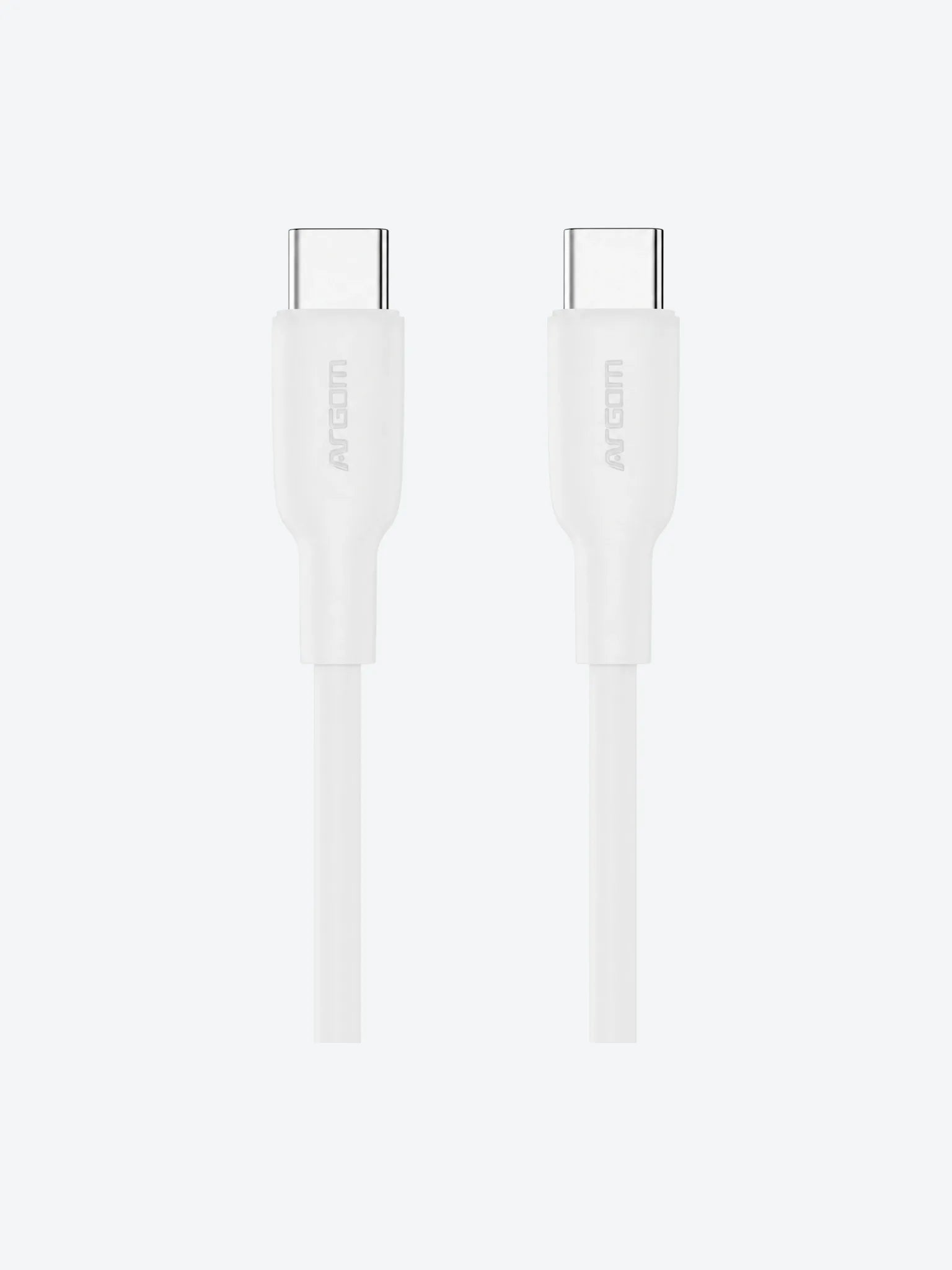 Cable Cargador Argom ARG-CB-0070WT 1.8 Metros 65W Tipo C a Tipo C Silicona Color Blanco