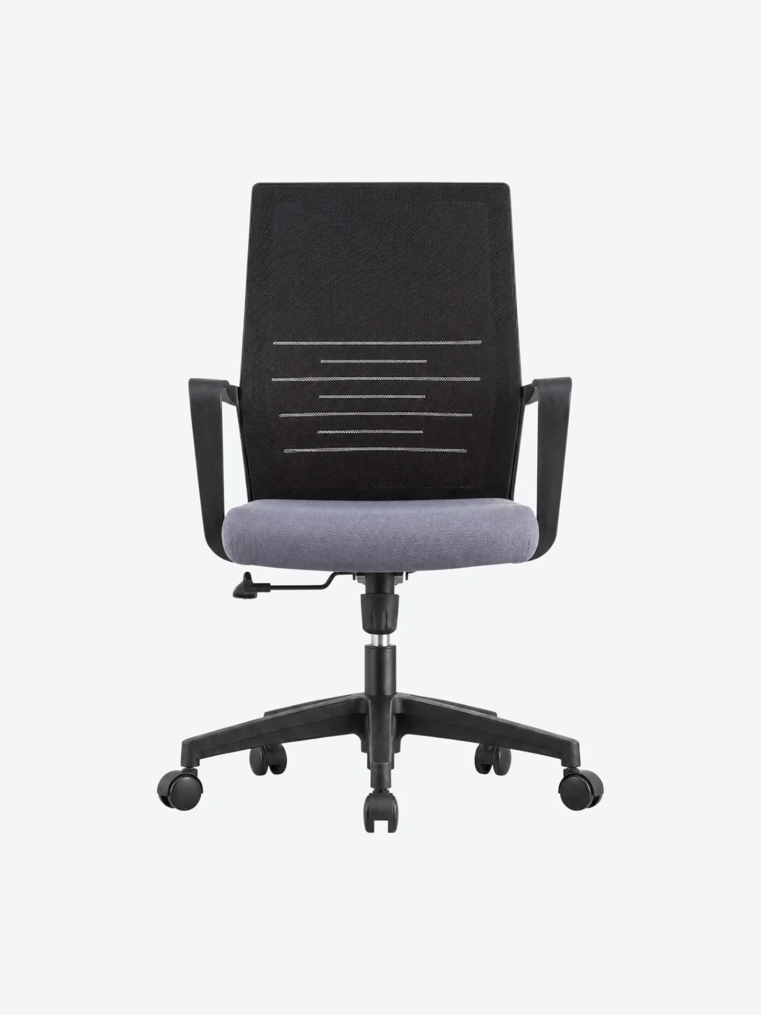 Silla de Oficina MG-ZYY-048 Mesh y Tela Con Respaldo y Reposa Brazo De Color Negro con Asiento Gris