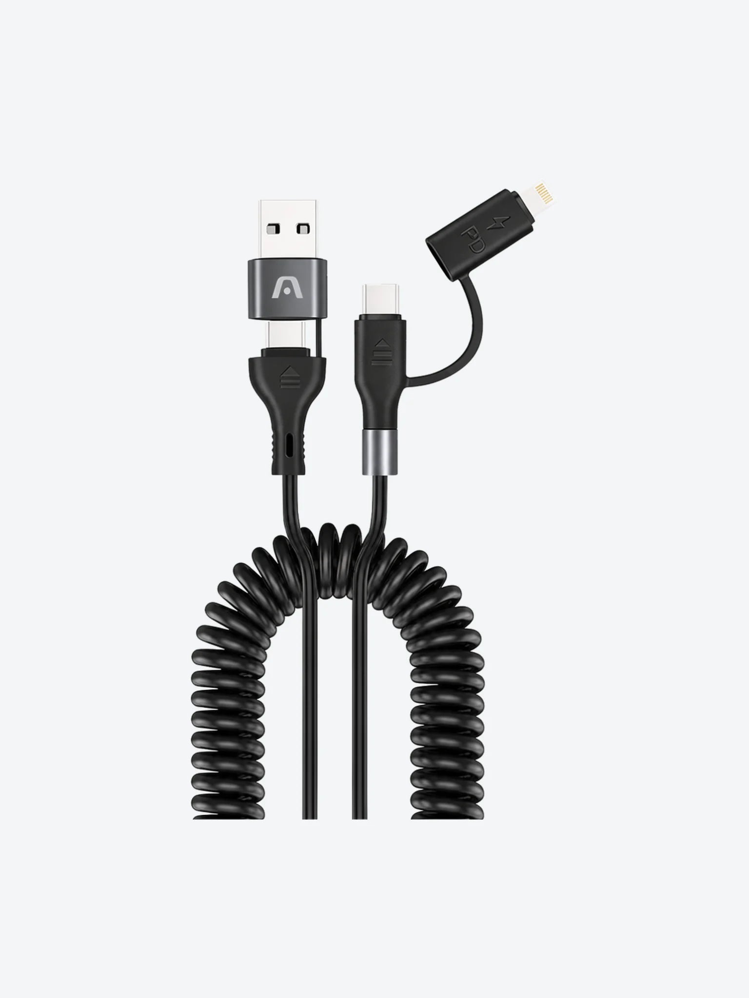 CABLE ARGOM CARGA RAPIDA 4 EN 1 DE 60W DURA COIL DE 1.5 M/6FT NEGRO-1
