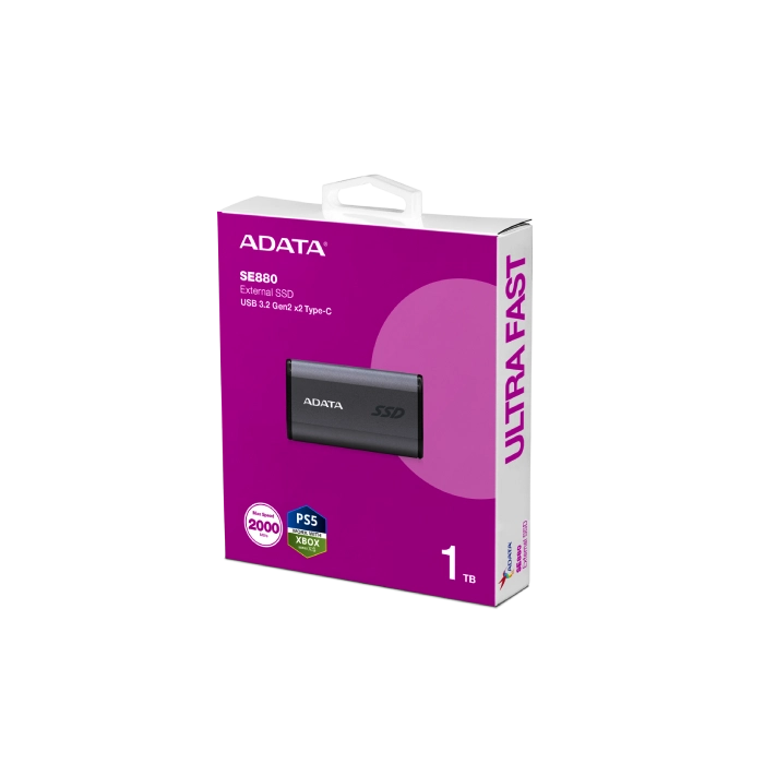 HD SOLIDO EXTERNO 1TB ADATA ELITE SE880 USB 3.2 GEN2x2 TIPO C 2000 MB/S LECTURA 2000 MB/S AELI-SE880-1TCGY-12