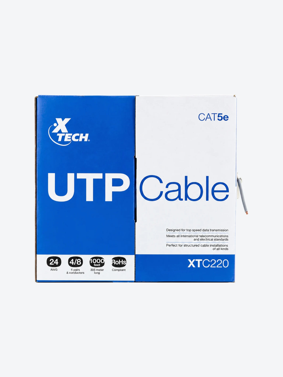 Xtech - Cable al por mayor - RJ-45 (M) a RJ-45 (M) - 305 m - UTP - CAT 5e - gris-1