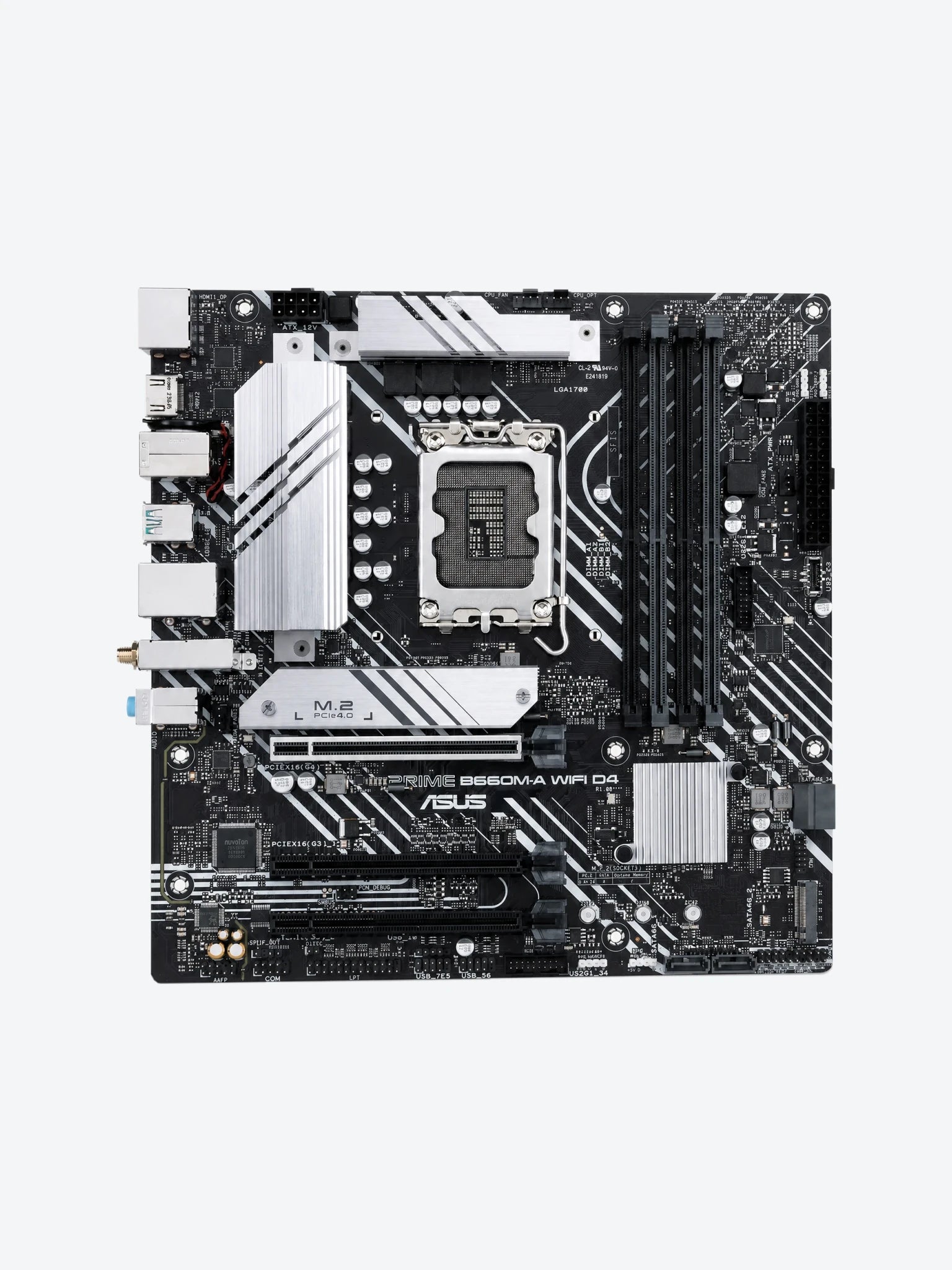 Tarjeta Madre Asus Prime B660M-A WiFi D4 Aura Sync LGA1700 Intel B660 USB 3.2 Gen2 WiFi 6 Tipo C Dual M.2 SATA Pcle X16-1