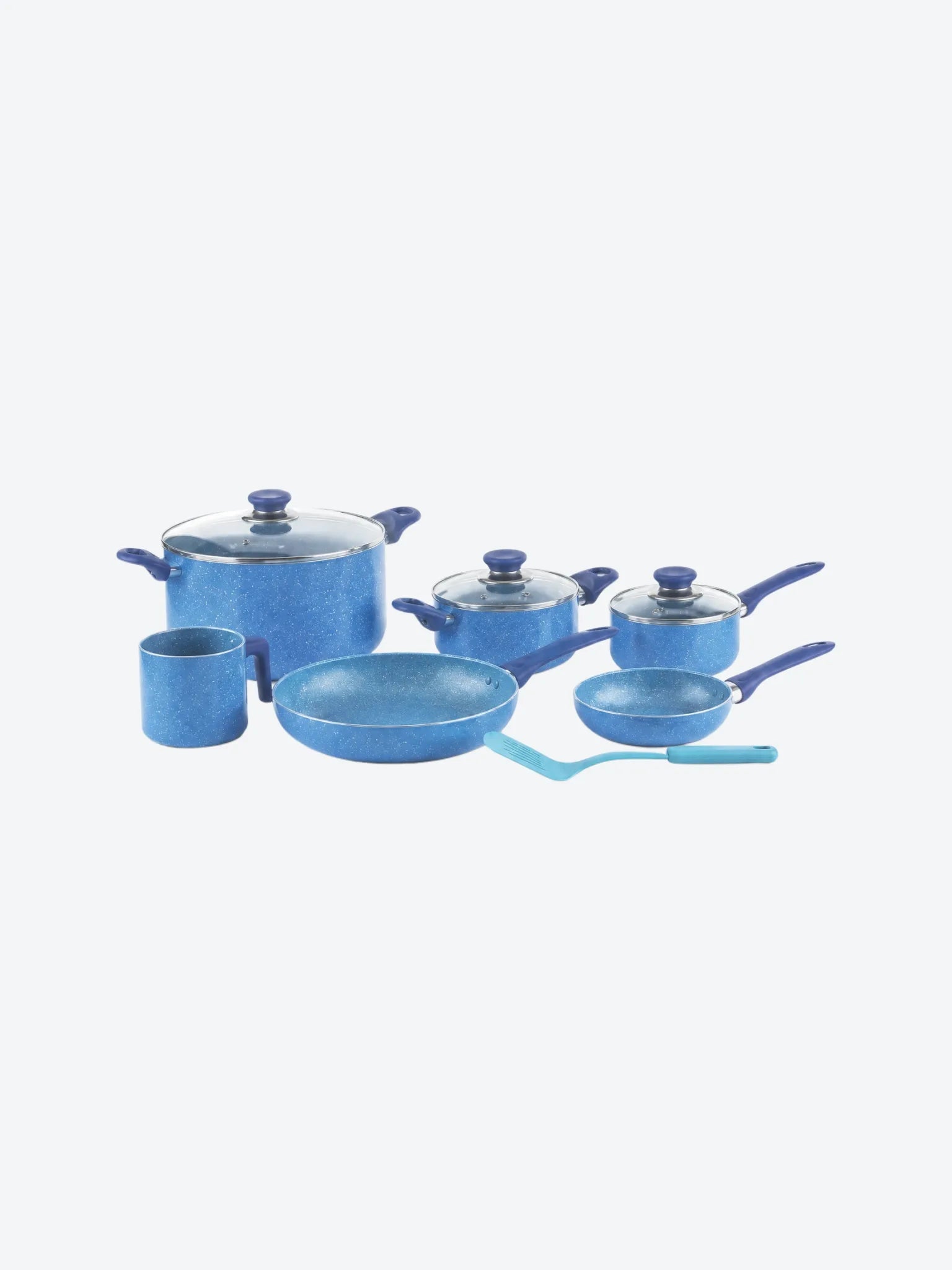 Bateria de Cocina Picca Lazio 10 piezas Color Azul con Puntos Plateados-1