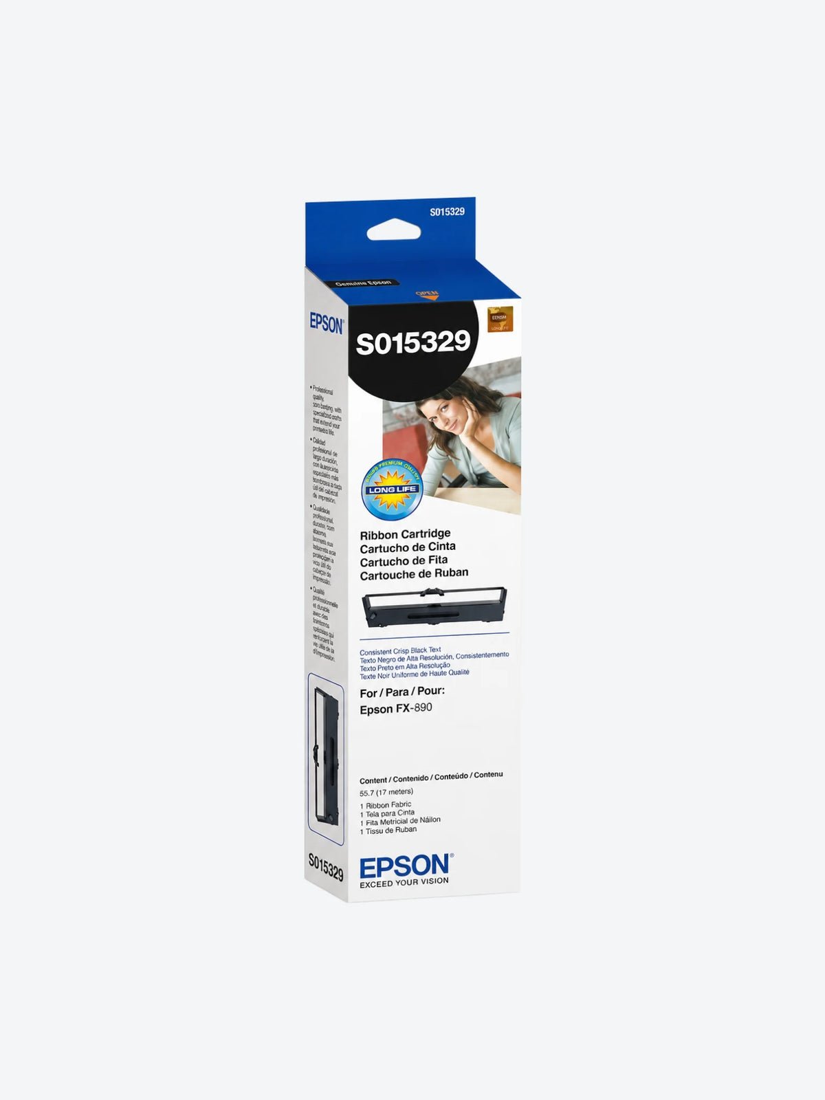 Epson S015329 - Negro - cinta de tela para impresora - para FX 890, 890A, 890II, 890IIN, 890N-1