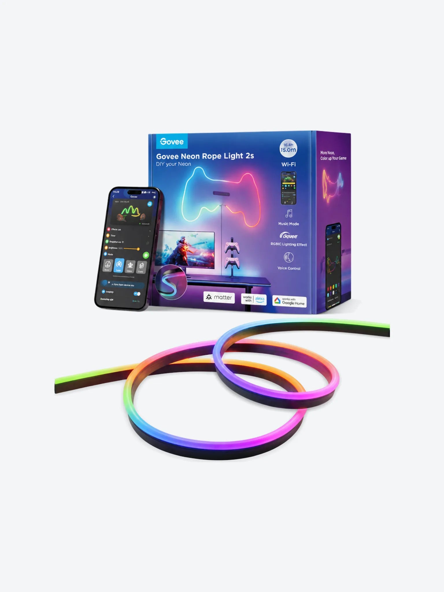 LUCES GOVEE H61D4 NEON ROPE LIGHT 2S 4METER NEGRO H61D4A11