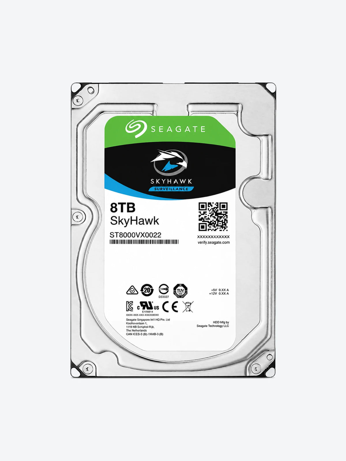 Seagate SkyHawk AI ST8000VE001 - Disco duro - 8 TB - interno - 3.5" - SATA 6Gb/s - búfer: 256 MB - con Recuperación de datos Seagate Rescue de 3 años