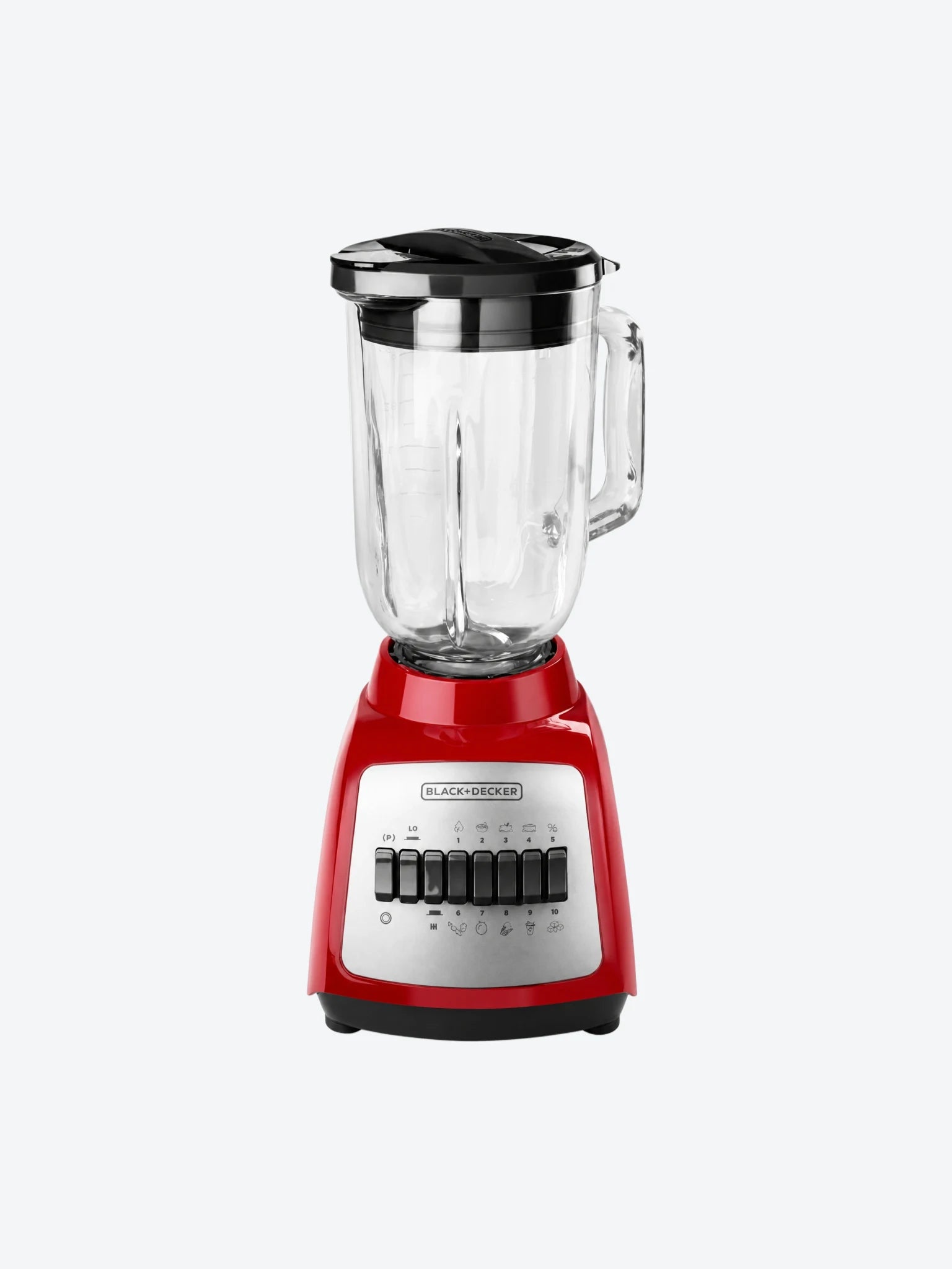 Licuadora Black+Decker BLBD210GR 10 Velocidades 550 Watts Jarra de Vidrio Color Rojo