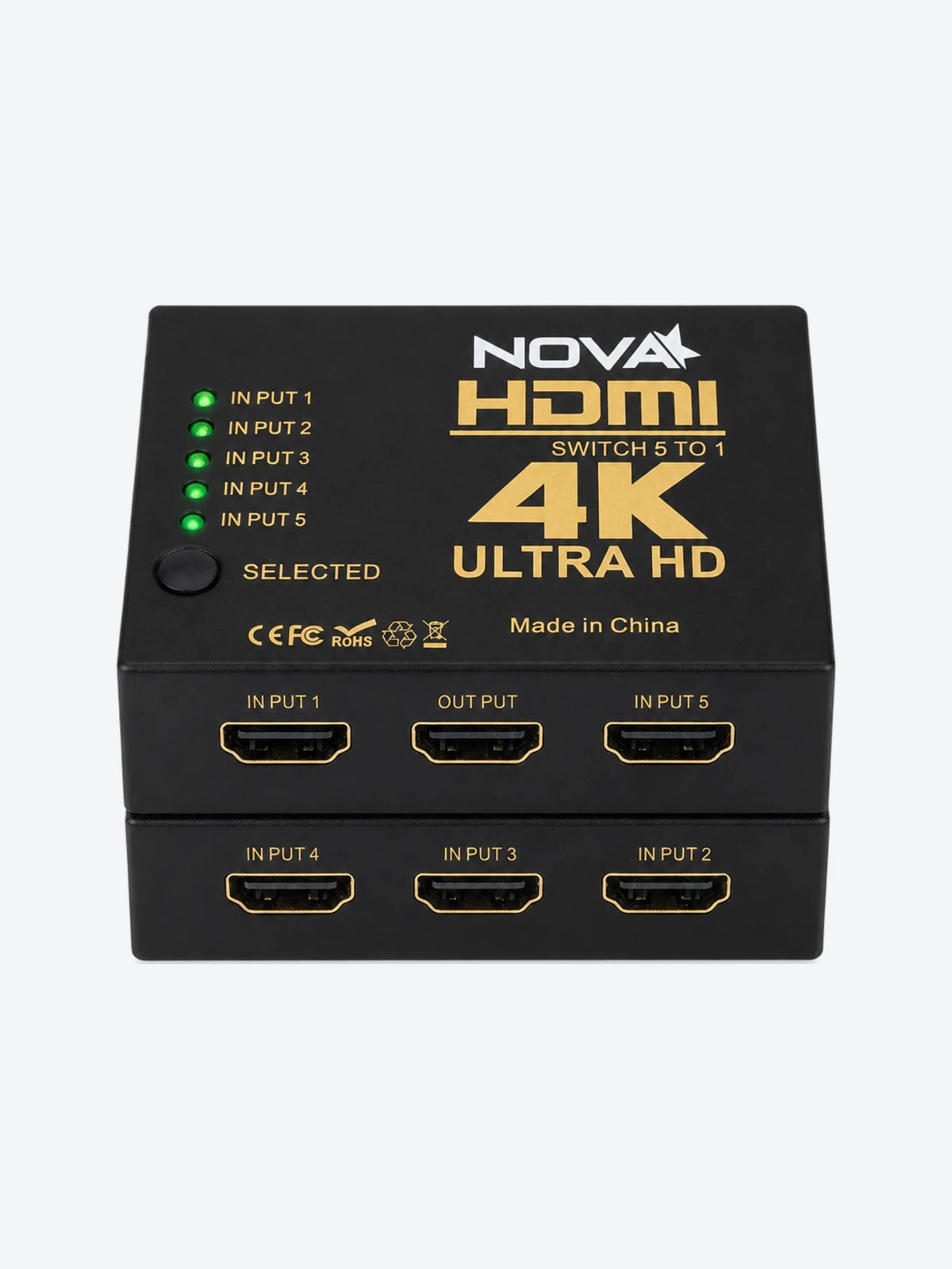 SWITCH NOVA FAA39214001C 5 PUERTOS HDMI 4K*2K@30HZ CON CONTROL REMOTO Y CABLE USB-A-1