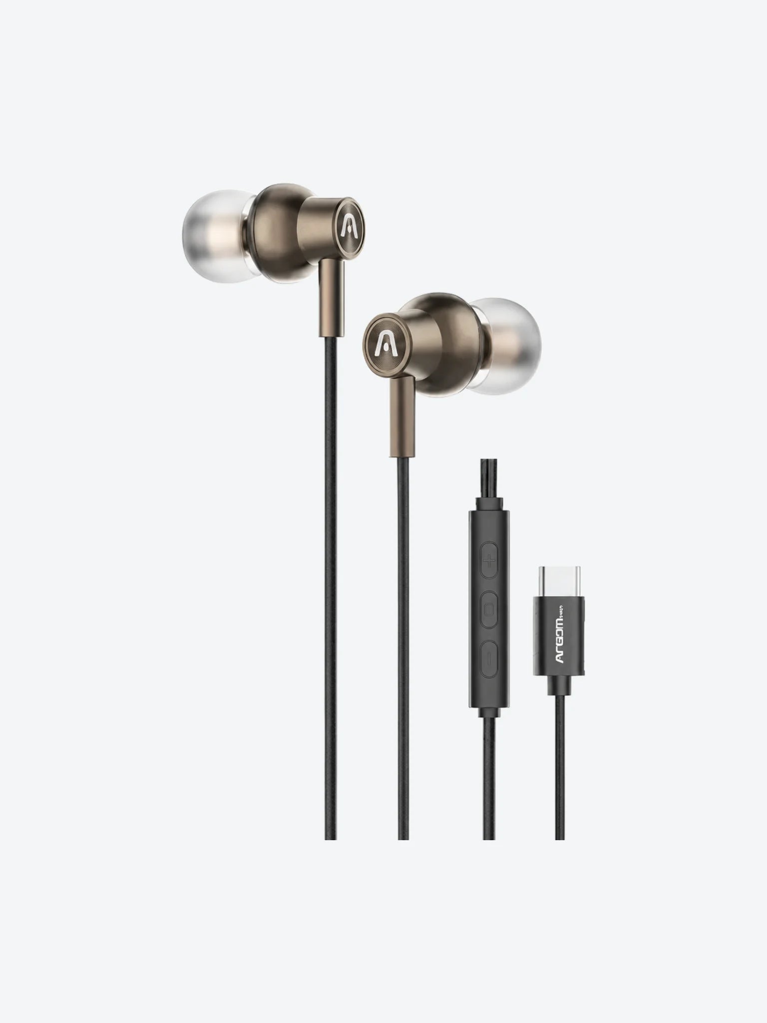 ARGOM ULTIMATE SOUND CORE - AUDIFONOS CON CABLE TIPO C COLOR CAFE