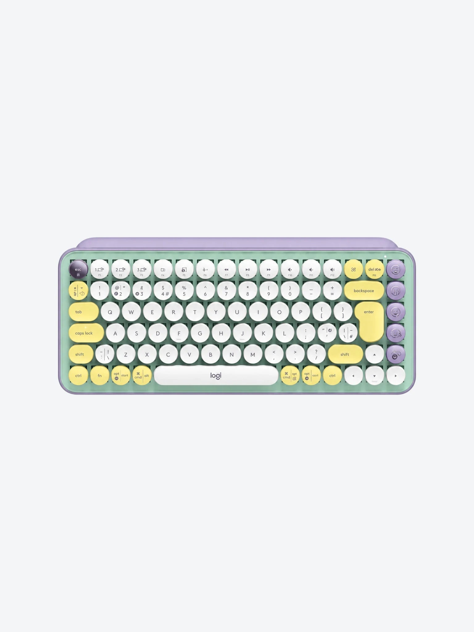 Teclado Logitech Pop Keys Inalambrico USB Bluetooth Ergonomico Mecanico Color Lila con Menta-1