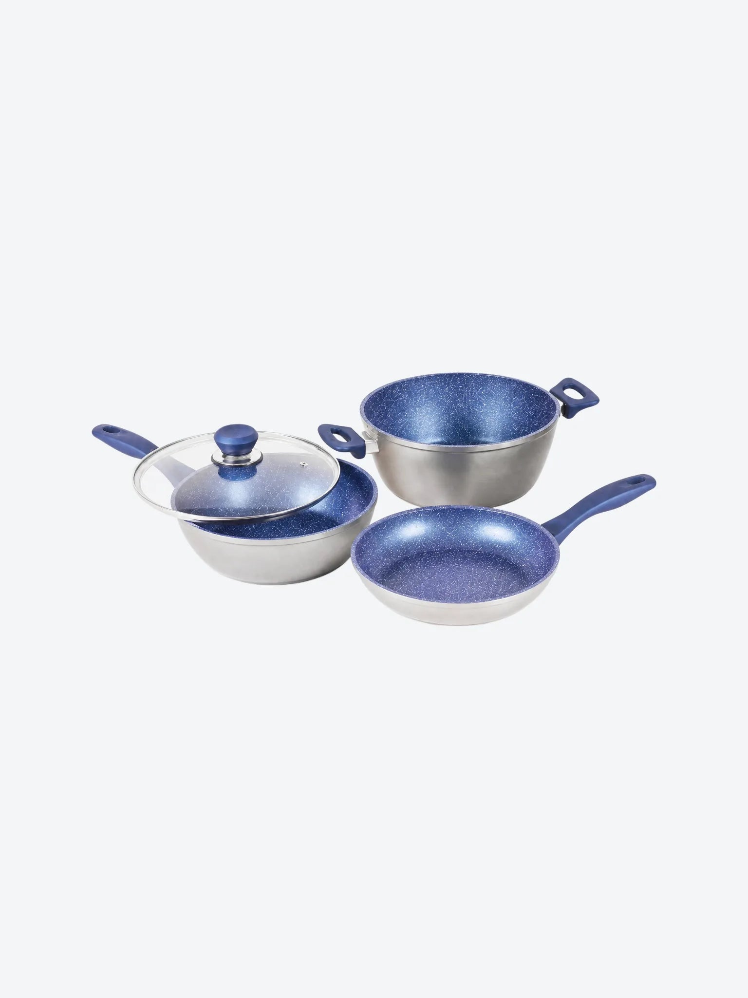 Bateria de Cocina Picca Bari PI009BMG 9 Piezas de Marmol Color Gris con Azul-1