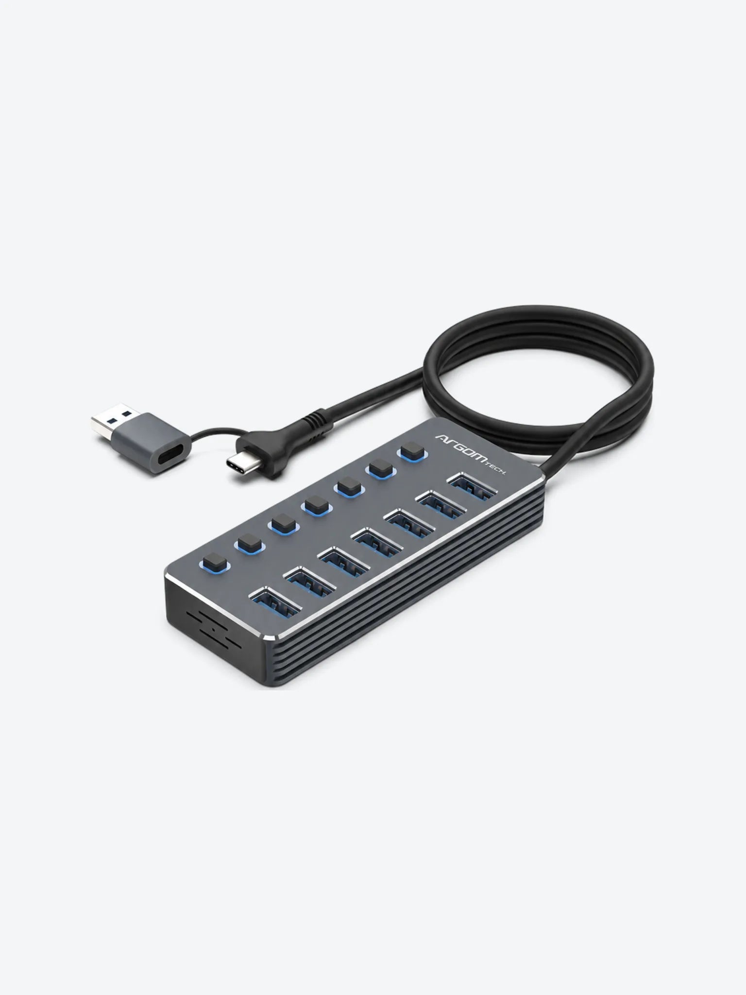 HUB USB A+C CON 7 PUERTOS USB 3.0 INTERRUPTOR ON/OFF 5GBPS CON CABLE DE 0.5MTS-1