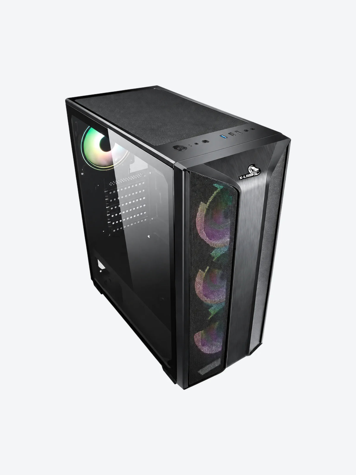 CASE X-LION H2-510 TEMPERED  GLASS SIDE PANEL + 3 12CM FANS USB2.0*2 + USB3.0*1 + HD AUDIO-1