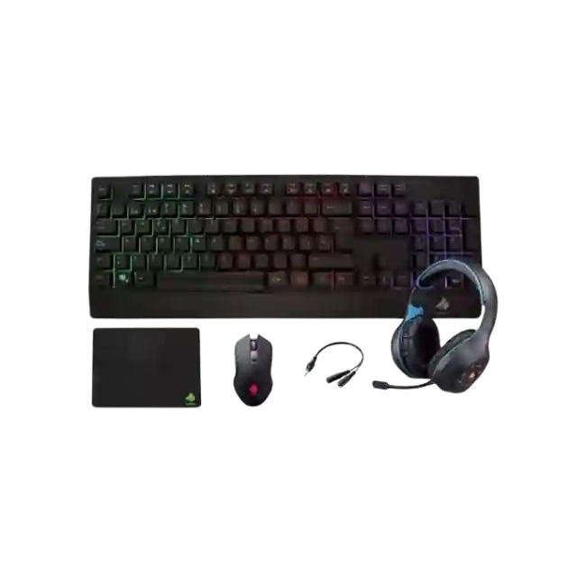 Kit Gaming Eagle Warrior Rhino 5en1 Teclado Rainbow color+ letter Backlight keyboard + Mouse 3D6Key Gaming Mouse + Mouse Pad + Headset Gaming-3