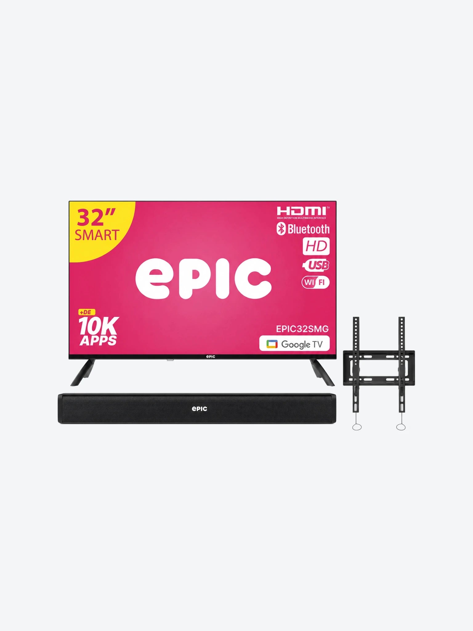 COMBO TV 1 - Televisor Epic 32" Smart + Sound Bar KSB-301 + Bracket