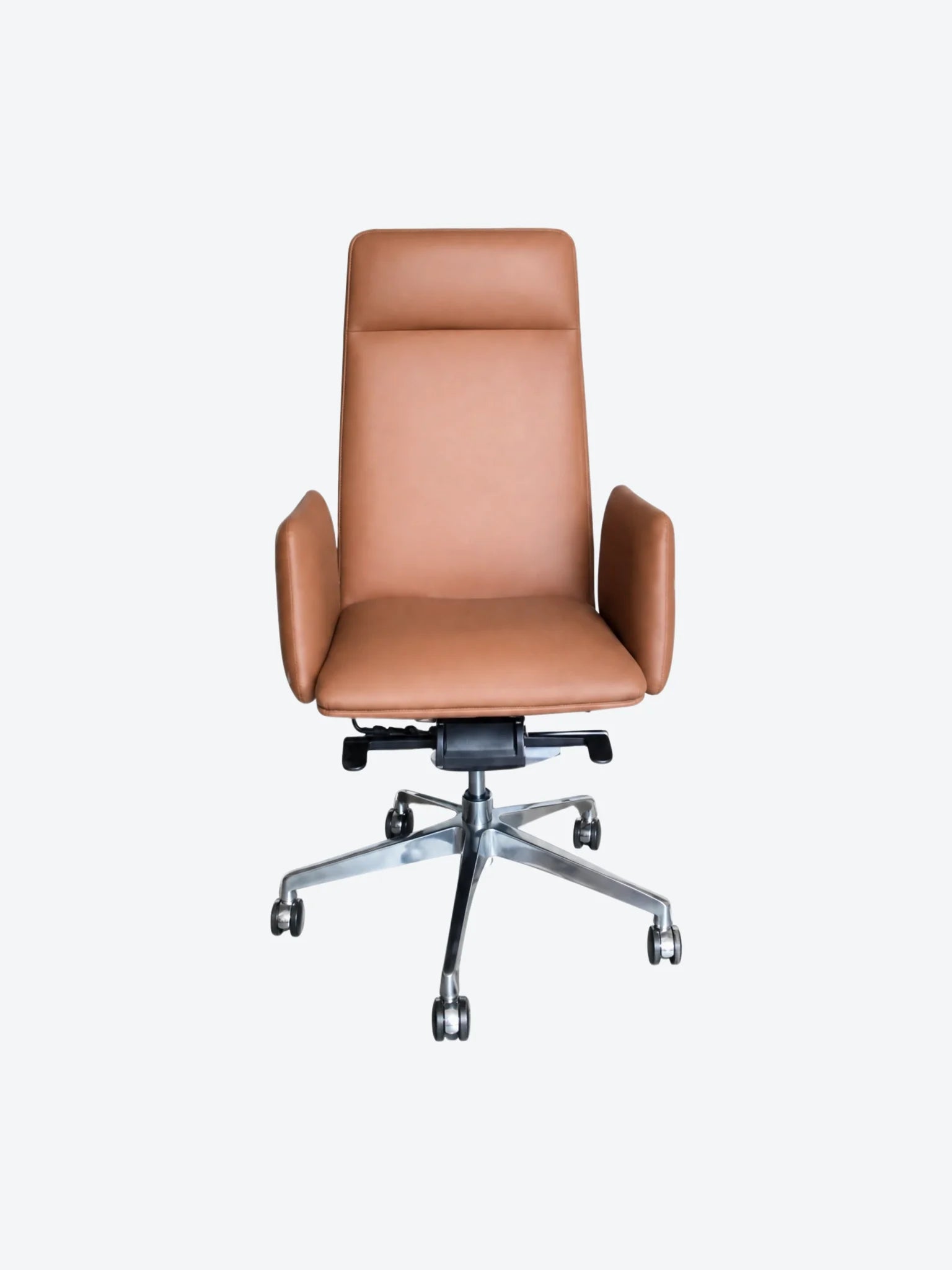 Silla de Cuerina MG-PY-002-A1-PU Esponja de Alta Densidad Base de Aluminio Color Café