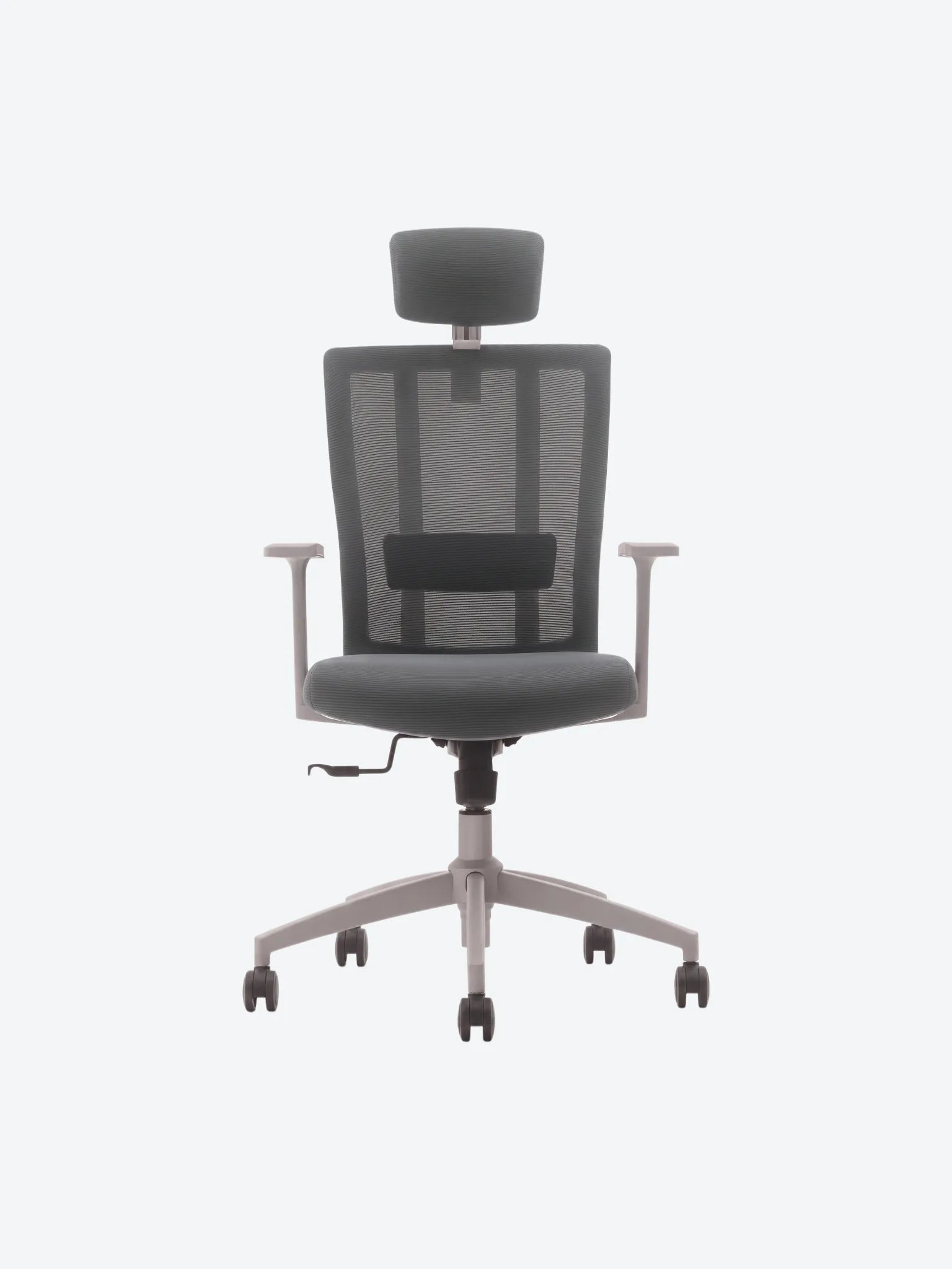 Silla Ejecutiva MG-WBY-023 de Mesh y Tela Con Respaldo Alto y Reposa Cabeza Color Gris y Negro-1