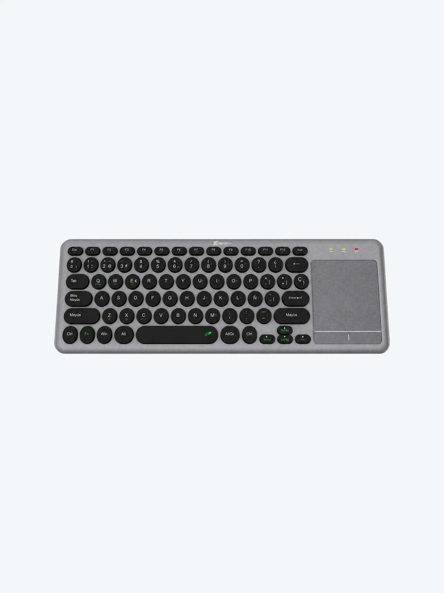 Teclado Klip Xtreme  KCK-550S KeyGlider Inalámbrico USB y BT Español Color Gris-1