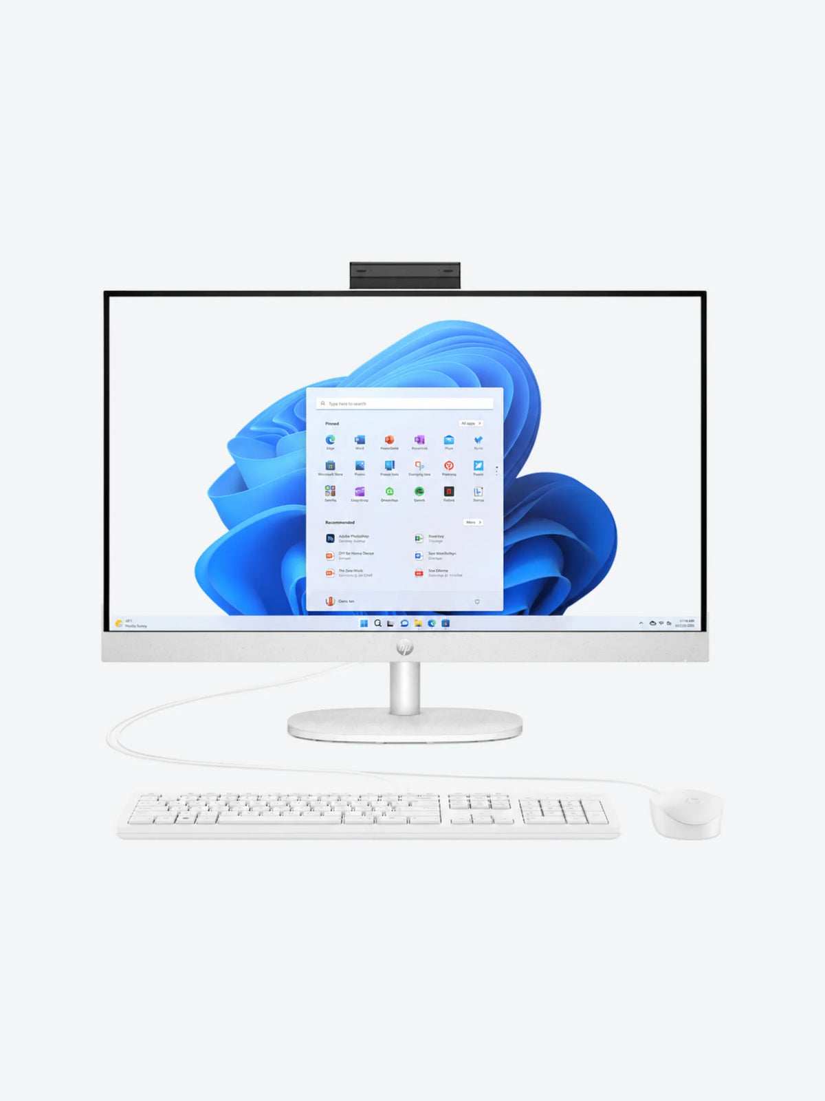 HP - All-in-one - AMD Ryzen 5 7520U / 4.8 GHz - DDR5 SDRAM - 512 GB HDD - 23.8" - Integrated graphics - Windows 11 Home - White - BA1V8LA#ABM-1