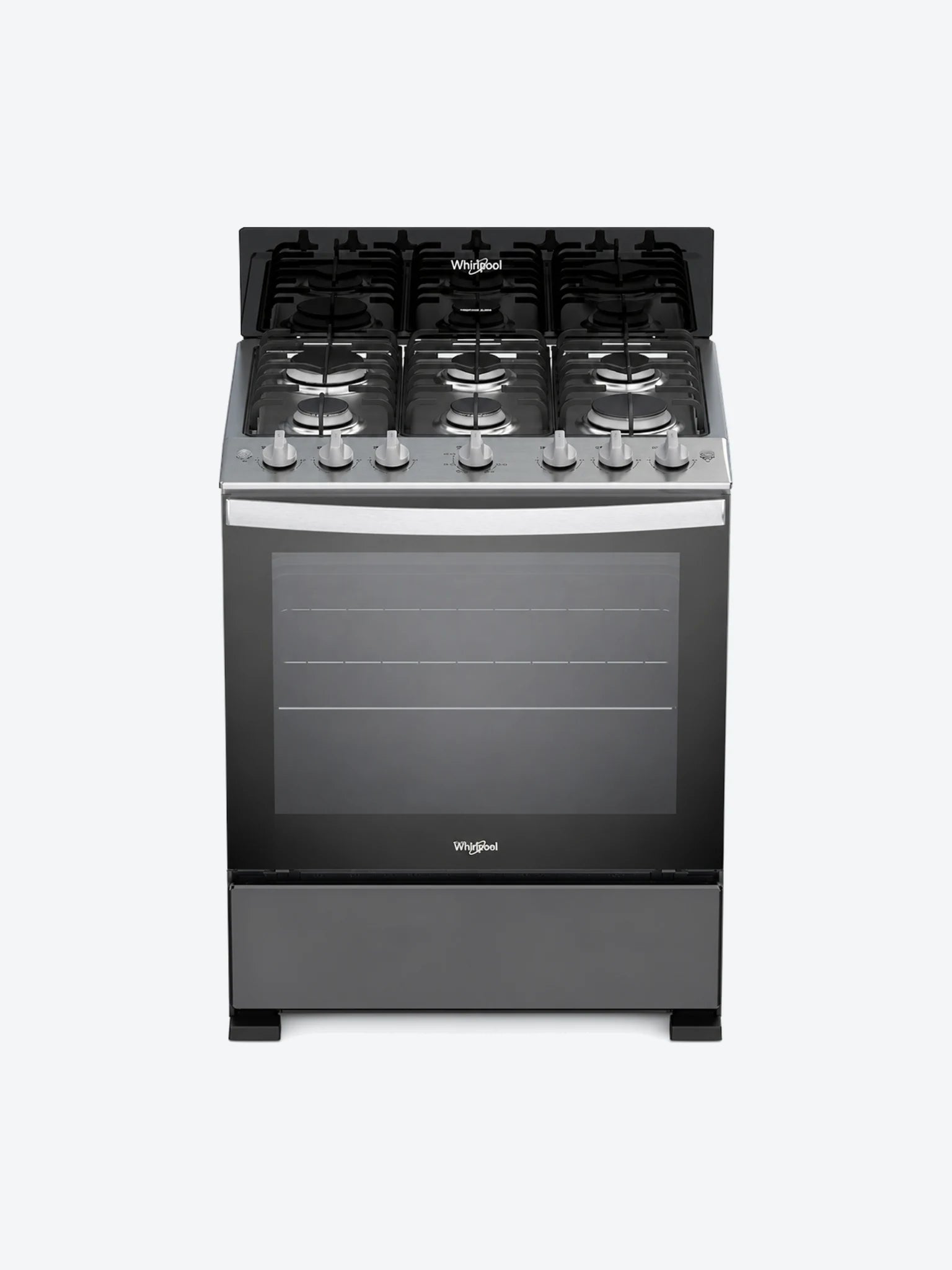 Estufa De 30" Negra, Top Inox, Chispero Y Luz En Horno, Parillas De Alambron-1