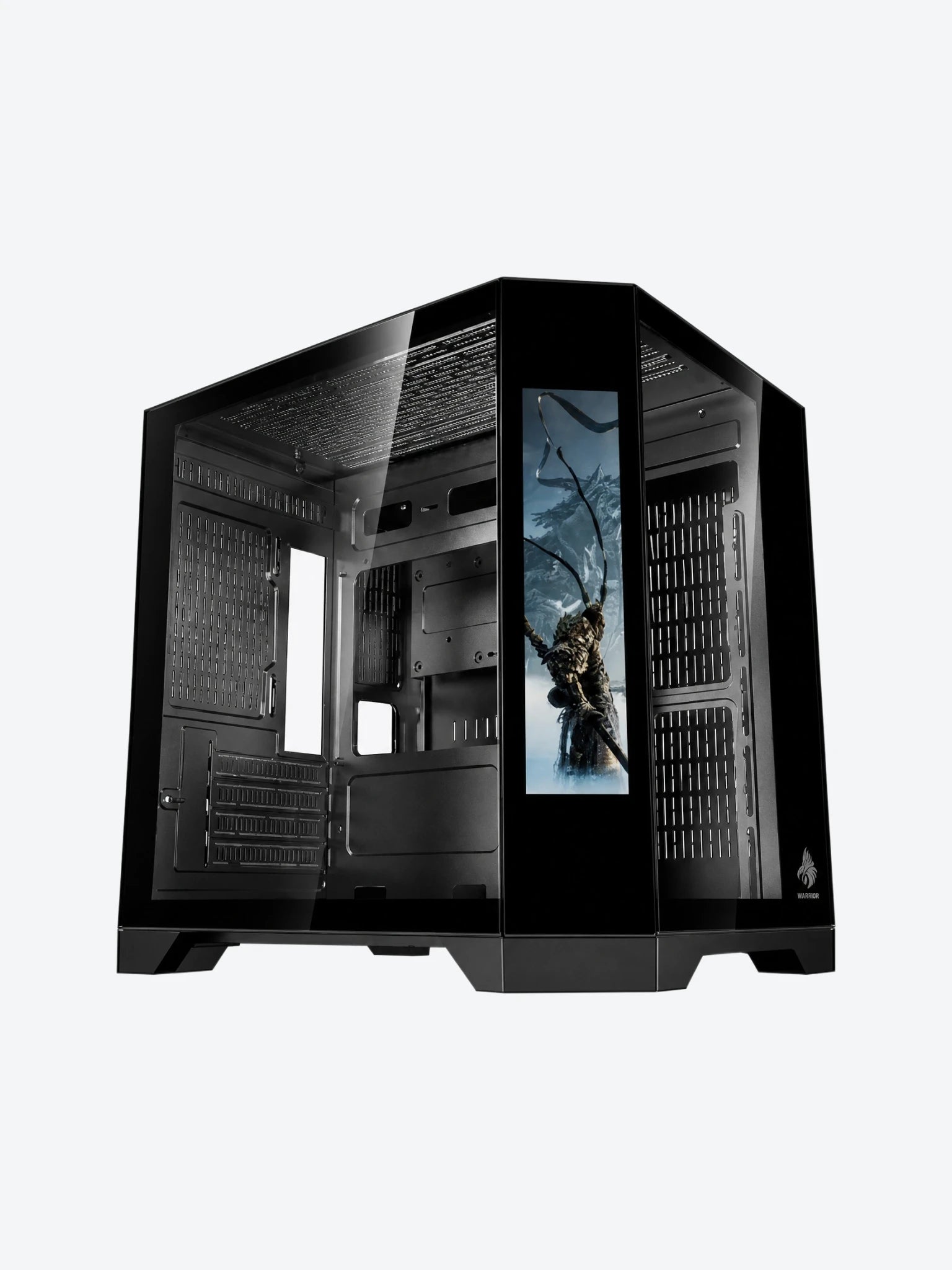 Case Eagle WARRIOR CG-01KV CG01KVRA001C Mini Tower sin Ventilacion Incluida con Vidrio Templado Lateral sin Fuente con Pantalla de 9.16" Color Negro