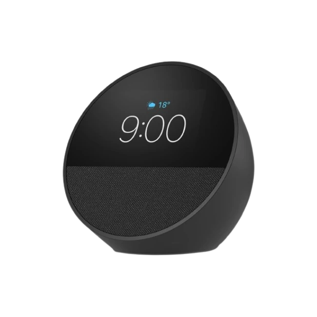 Bocina Inteligente Amazon Echo Spot Con Reloj y Despertador Color Negro-2