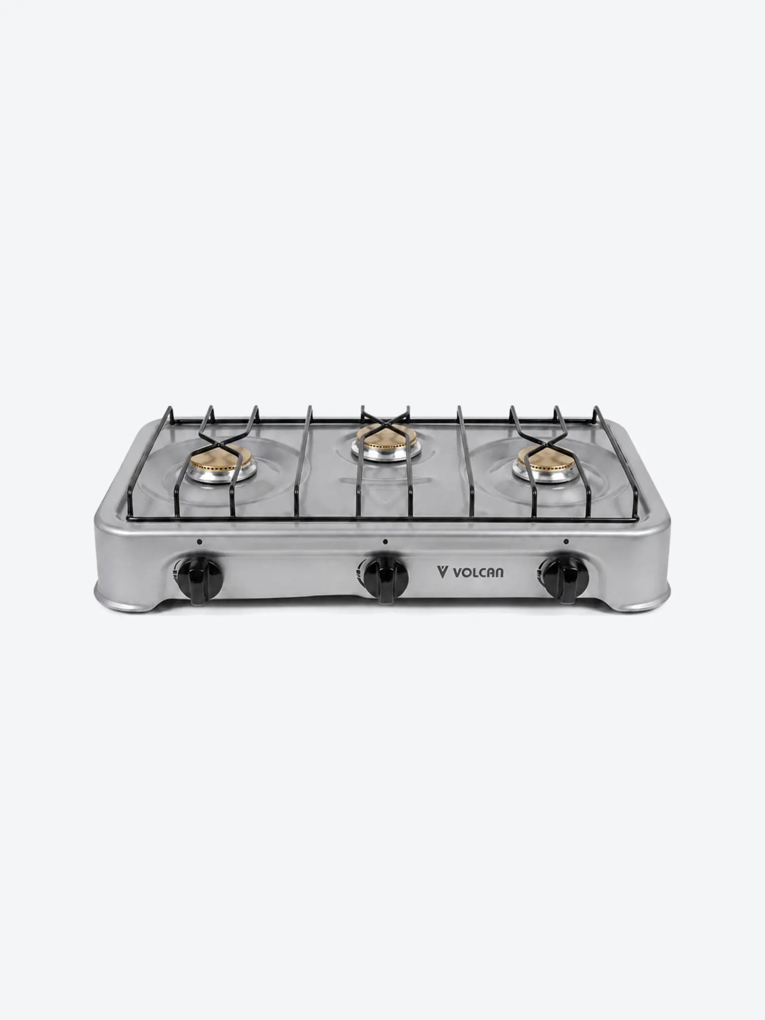 Volcan Estufa de Mesa a Gas con 3 Hornillas, Bases de Aluminio - Silver-1