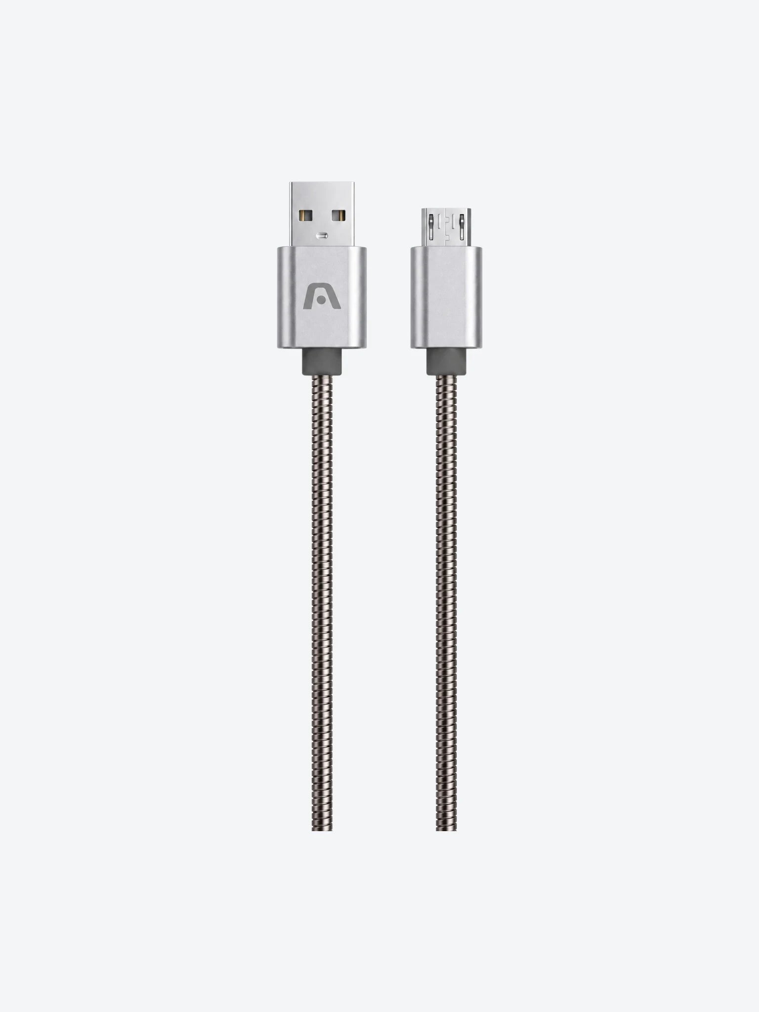 Cable Argom ARG-CB-0026GR Dura Spring Micro USB a USB 2.0  Metal Trenzado 1mt Color Gris