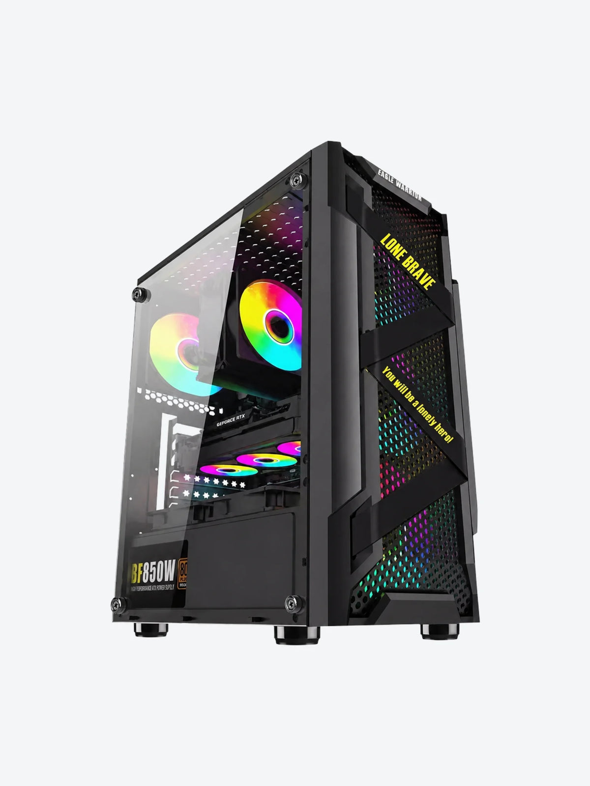 CASE RGB EAGLE WARRIOR CG08Q3RA003C VENTILADORES 3 DE 120MM VIDRIO LATERAL Y MALLA NEGRO-1