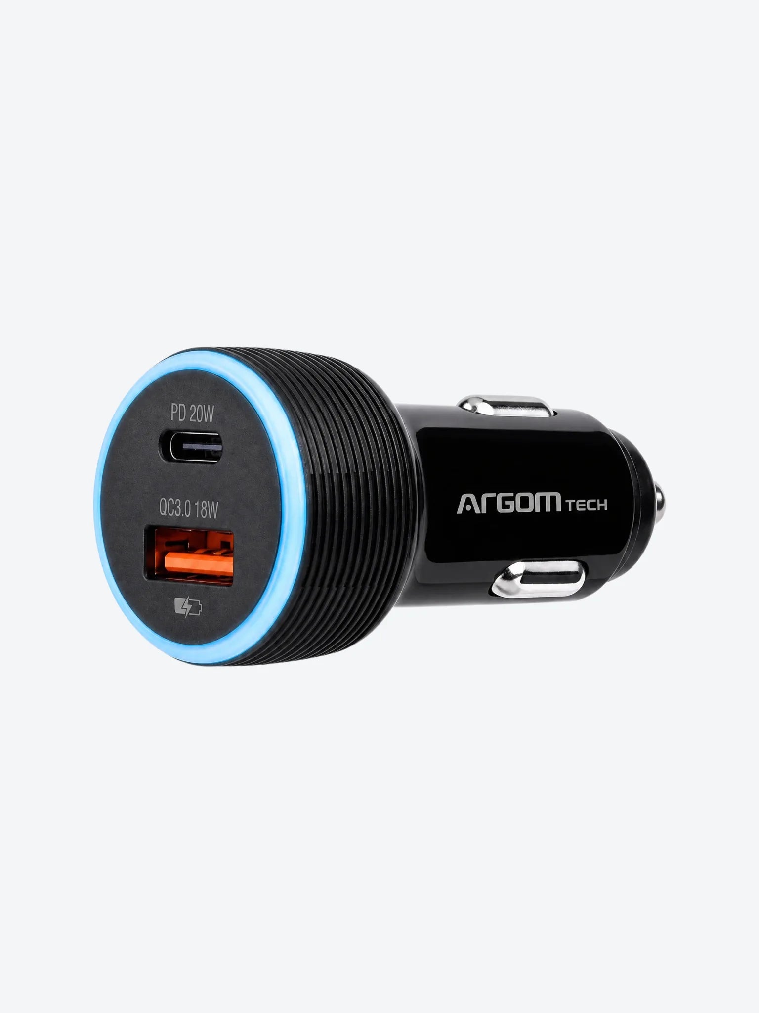 Cargador Dual Rapido Argom ARG-AC-0118BK Tipo C y USB Para Pared 18W Para Auto-1