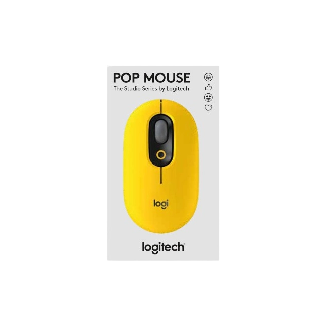 Mouse Logitech Pop Con Emoji Personalizado 4 Botones Inalambrico Bluetooth Color Amarillo-1