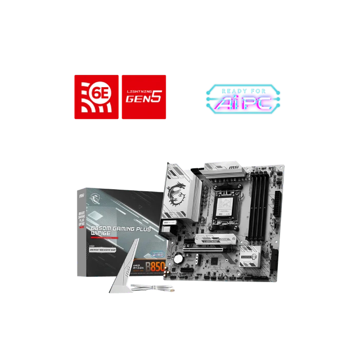 TARJETA MADRE MSI B850M GAMING PLUS WIFI6E AM5 MICRO-ATX DDR5 911-7E81-001 BLANCO-4