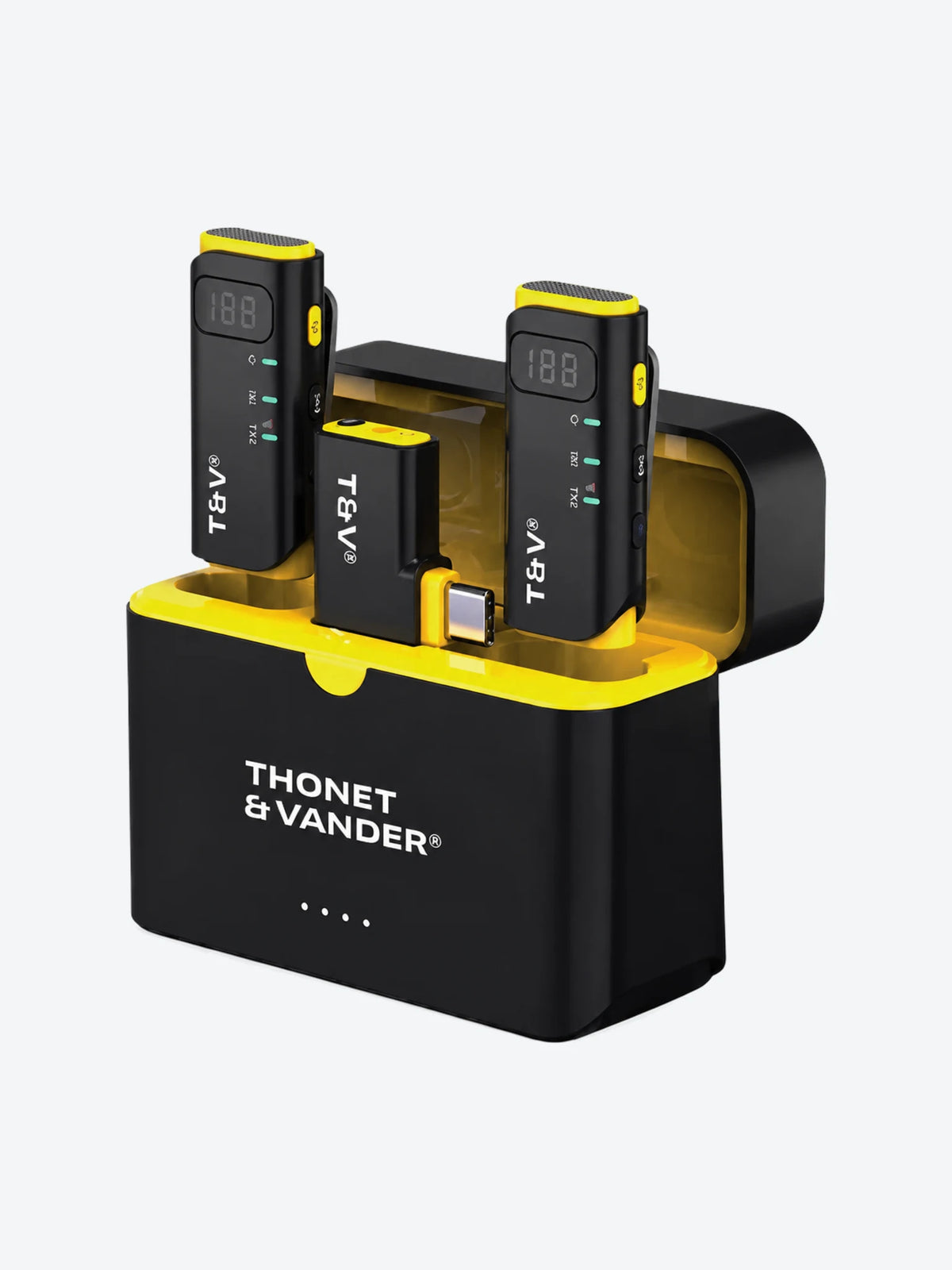 MICRÓFONO THONET &amp; VANDER VX390 INALÁMBRICO USB-C LAVALIER CON CUNA DE CARGA DOBLE HK096-03683 NEGRO-1