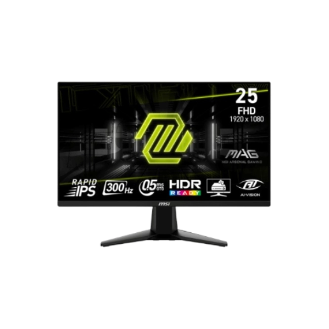 Monitor Gaming MSI MAG 255F E20 24.5" 9S6-3BC21M-046 Plano 1920x1080 200 HZ Anti-Glare HDMI Y DP Color Negro