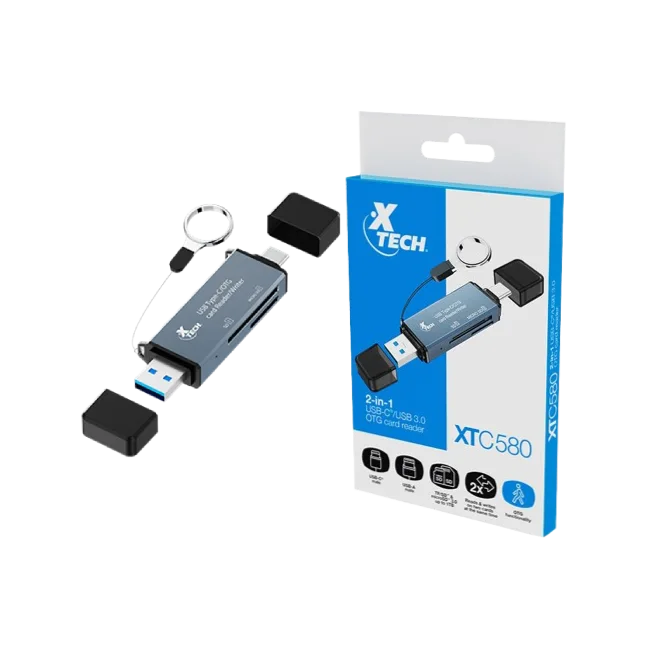 Xtech XTC-581 - Card reader - SD / MicroSD - USB 3.0/USB-C - - OTG card reader-2