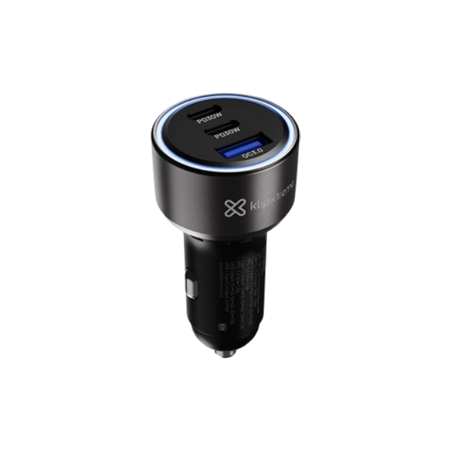 Klip Xtreme KCC-060 - Car power adapter - 60 Watt - 2 x 24 pin USB-C / 9 pin USB Type A - Cellular phone / Tablet - Car - Para Smartphones, tablets, small devices-3