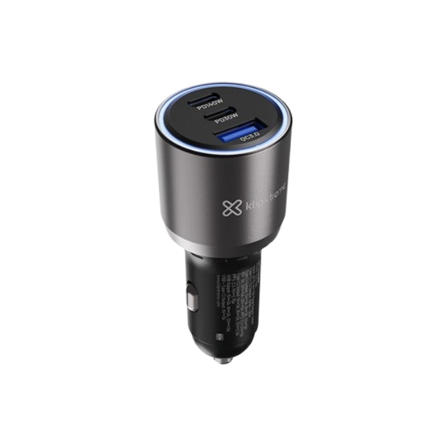 Klip Xtreme KCC-140 - Car power adapter - 140 Watt - 2 x 24 pin USB-C / 9 pin USB Type A - Cellular phone / Tablet - Car - Para Smartphones, tablets, small devices-3