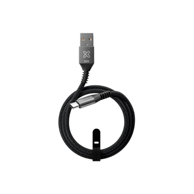 Klip Xtreme - USB cable - 24 pin USB-C - 9 pin USB Type A - 1 m - Black - 30W Braided Fast charging