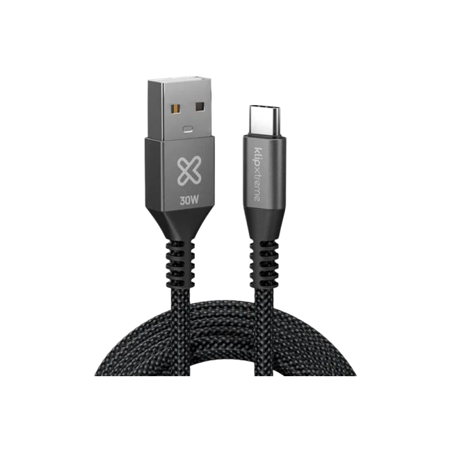Klip Xtreme - USB cable - 24 pin USB-C - 9 pin USB Type A - 1 m - Black - 30W Braided Fast charging-6